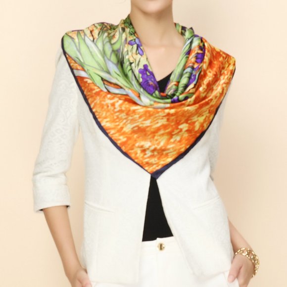 Grace Scarves 100% Silk Scarf, Artists Collection, Van Gogh, Irises in the Garde - Picture 2 of 6